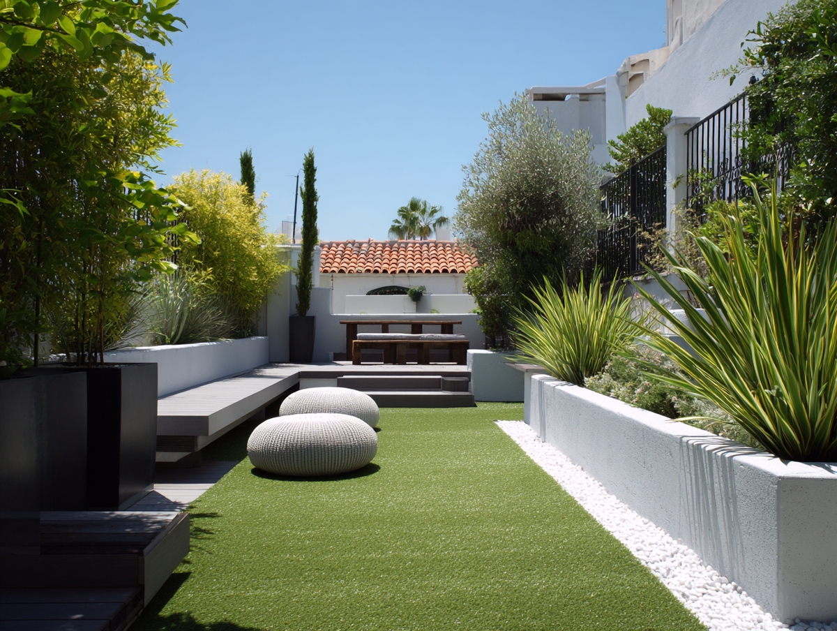 Transformación de terraza con pasto sintético.