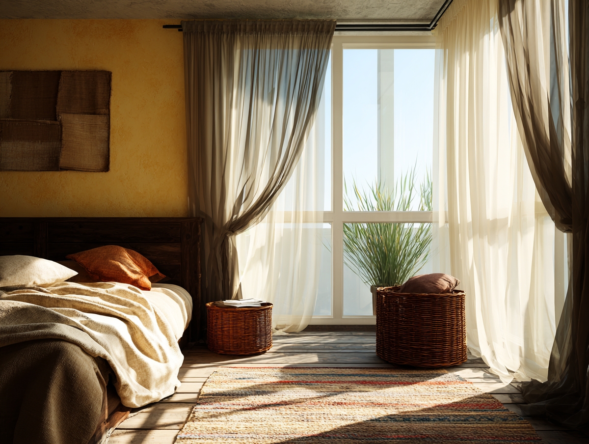Dormitorio con cortinas dobles para control de luz