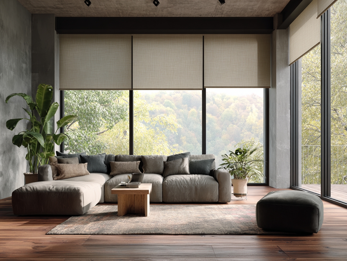 Persianas motorizadas en sala moderna